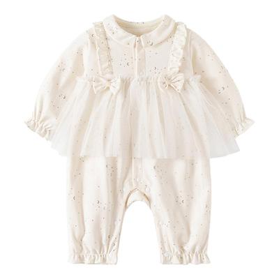 两个月的宝宝衣服半岁小女孩59码女宝满月照女婴儿公主千金风礼服