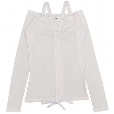 韩国东大门2025早春新款性感露肩低胸深V抽绳收腰长袖T恤女上衣潮