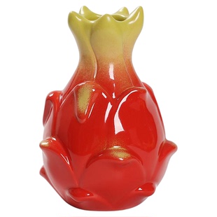 火龙果可爱陶瓷水培绿植铜钱草绿萝仿真花花瓶客厅办公室桌面花器