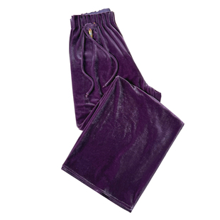 雍容紫！新中式紫色阔腿裤女2025新款秋冬加绒加厚金丝绒直筒裤子