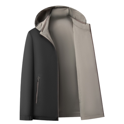 高端休闲夹克男短款连帽风衣外套