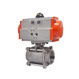 气动丝扣球阀Q611F-16P气动304不锈钢三片式球内螺纹阀耐高温蒸汽