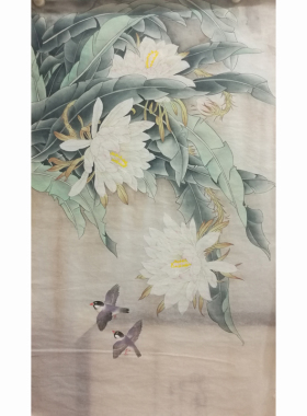 令箭荷花可直接上色熟宣纸工笔画