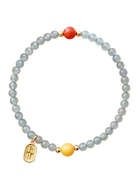 山川心语冰种蓝水翡翠小米珠手串