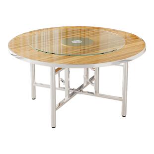 实木餐桌圆桌子面板带转盘餐厅饭店酒店大排档农村大圆桌聚会吃饭