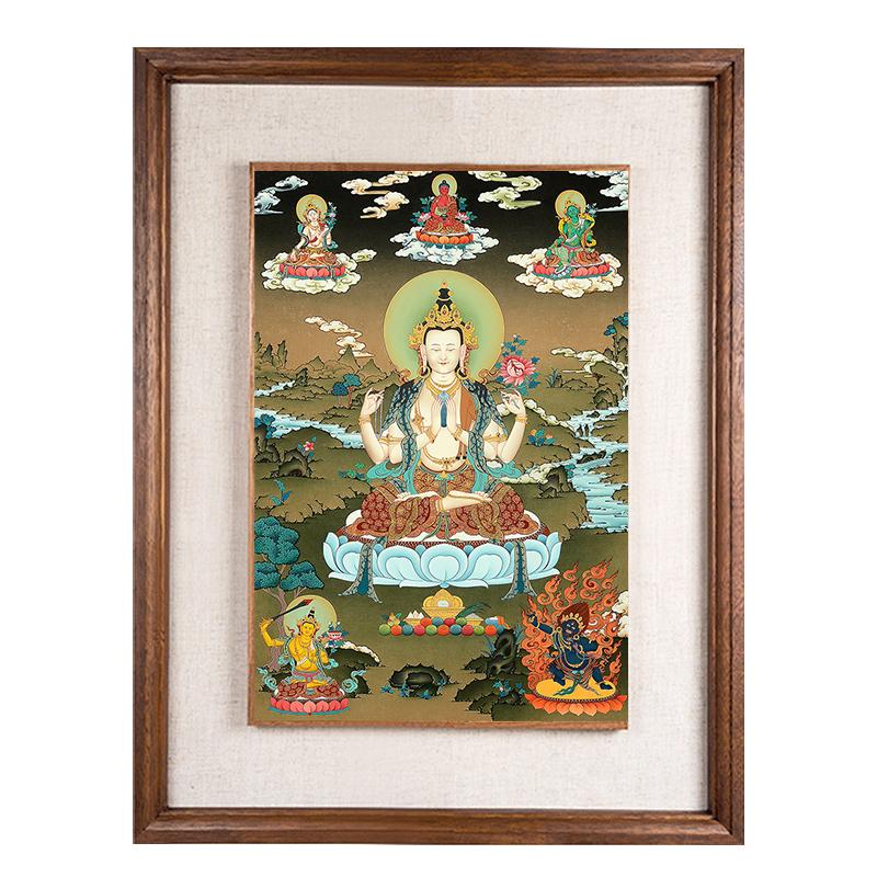 关装饰画墙壁客厅挂画四臂观音