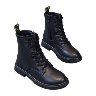 真皮马丁靴女英伦风女鞋2026新款冬季加绒加厚百搭平底大码短靴41