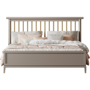 美式实木双人床1米8主卧大床现代简约轻奢1米5次卧琴弦卧室储物床