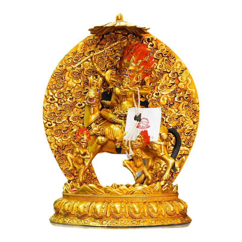 纯铜尼泊尔工艺吉祥天母佛像精品仿古鎏金铜像装饰供奉摆件8/13寸