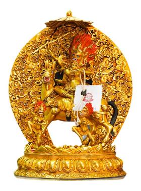 纯铜尼泊尔工艺吉祥天母佛像精品仿古鎏金铜像装饰供奉摆件8/13寸