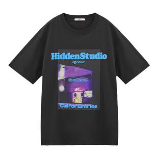 SLY 夏季新品未来感印花休闲风中性纯棉短袖T恤030HSA90-0361