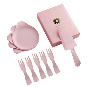 水滴生日蛋糕餐盘刀叉套装定制一次性烘焙餐具盒包装盒塑料刀叉盘