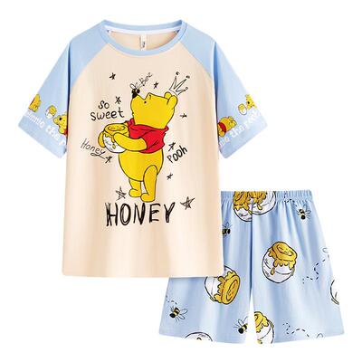小熊维尼睡衣女夏季卡通可爱纯棉