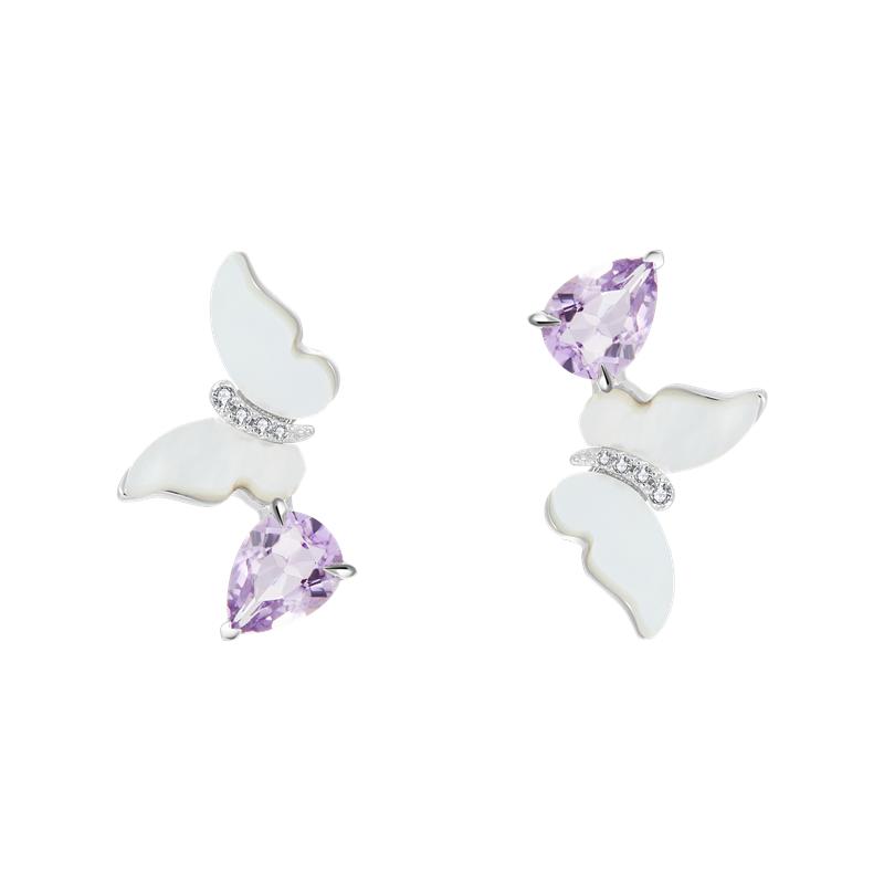 程潇同款CIGALONG龙梓嘉小蝴蝶紫水晶耳钉项链手链戒指珠宝礼物