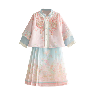 汉服女童2026春秋新款儿童新中式高端仙气明制马面裙套装国风唐装