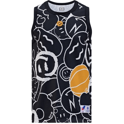 准者运动背心笑脸图案无袖上衣