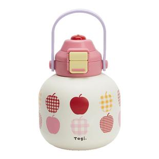 Tagi.胖胖葫芦便携手拎大容量保温杯双饮吸管不锈钢水杯