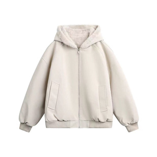 美式连帽座山雕皮衣外套棉服男女款冬季加绒加厚保暖毛领棉衣夹克