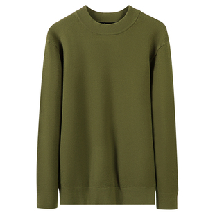 高端莱赛尔天丝羊毛衫男2025新款男士毛衣半高领粗针针织打底衫潮