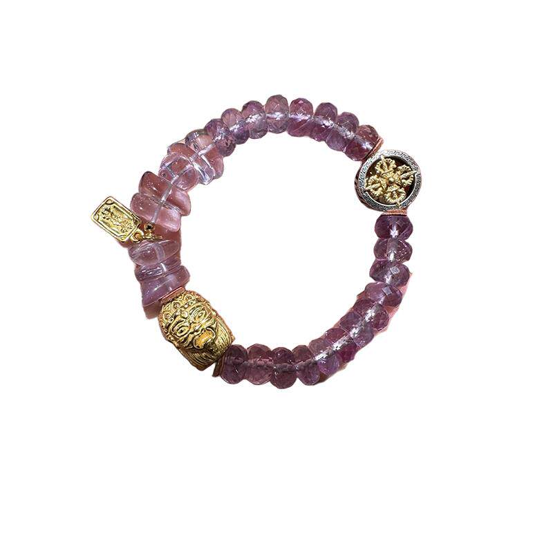 925银紫水晶算盘珠前世今生扎基拉姆手串手链女新中式手环饰品