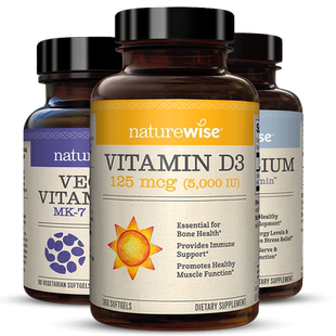 【D3K2镁三合一】naturewise阳光瓶5000iu维生素D3成人维生素K2镁