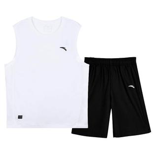 安踏背心套装男装冰丝速干篮球服青少年跑步运动服无袖T恤短裤男