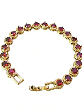 锆石手链女彩锆超闪彩色宝石手链简约时尚水晶钻石精美红色手环