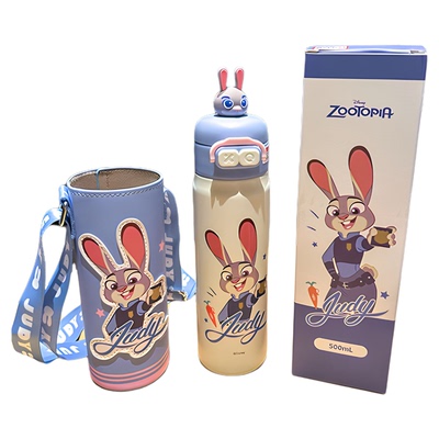 疯狂动物城保温杯儿童上学专用学生水杯女生高颜值迪士尼朱迪杯子