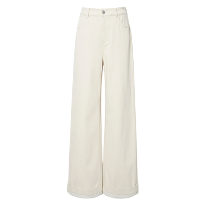 蒋欣代言伊芙丽人字纹加绒牛仔裤直筒阔腿拖地裤子2025冬季新款