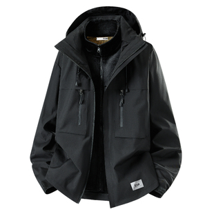 it izzue三合一冲锋外套男秋季新款防风衣户外连帽夹克一衣两穿Y