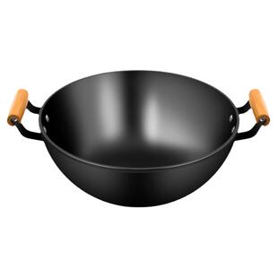 免开锅老式双耳铁锅家用炒锅加深大号炖锅无涂层不粘锅平底炒菜锅