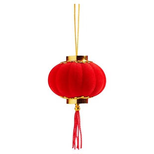 新年绿植小红灯笼挂饰结婚室内布置喜庆装饰植绒树上挂件2026新款