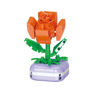 乐乐兄弟微颗粒积木盆栽儿童益智拼装鲜花植物模型男孩子玩具礼物