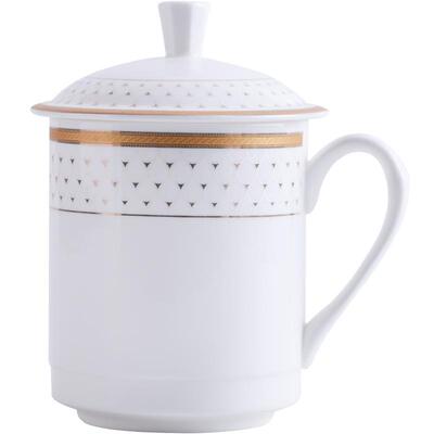 景辰景德镇带盖骨瓷会议室茶杯