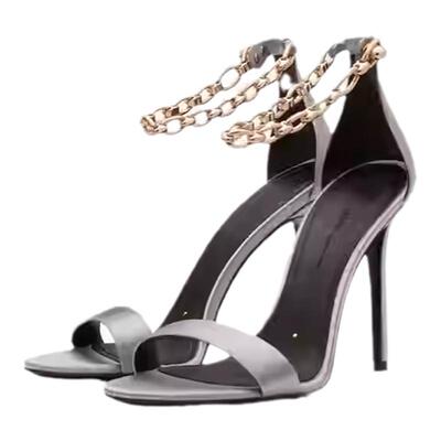 露娜凉鞋金属链条一字带