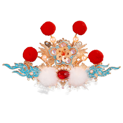 可爱毛球红色喜庆cos小财神发冠