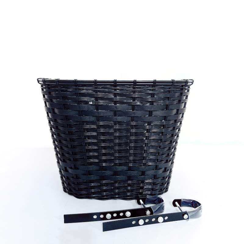 仿藤塑料车筐自行车篮山地车筐折叠车菜篮锂电车免安装挂钩车头篮