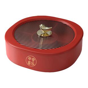 2026新款过年糖果盒家用零食花生坚果收纳盘客厅茶几瓜子干果盘红