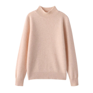 鄂尔多斯市双股加厚半高领羊绒衫女100纯羊绒秋冬内搭打底衫毛衣