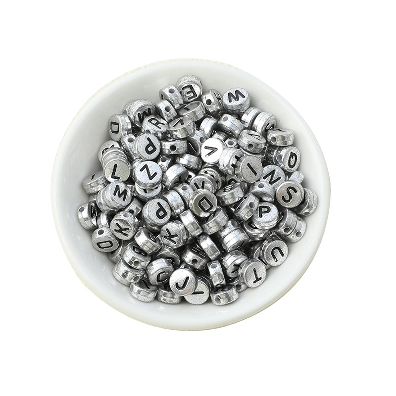 5克4x7mm扁珠古银英文单字母复古散珠diy手工饰品配件手链串珠