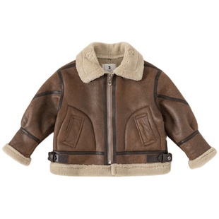 男童外套秋冬款2025新款儿童棉服秋季女童棉衣加厚麂皮绒加绒外套