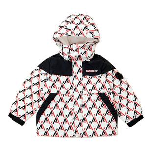 商场同款Abckids男童连帽羽绒服中长款加厚保暖潮流时尚冬季外套