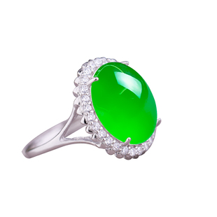 S925纯银戒指空托银饰品空托镶嵌碧玉蜜蜡玉石翡翠开口戒托 12*15