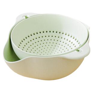 安雅双层翻转沥水篮洗菜盆厨房淘米篮子厨房塑料家用客厅大水果盘