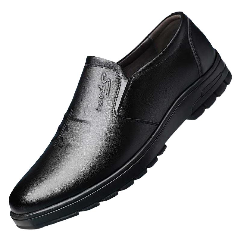 蜻蜓牌皮鞋真皮软底防滑加绒休闲