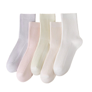 诸暨袜子女款秋冬季中筒袜防臭运动吸汗透气女士百搭月子纯色长袜