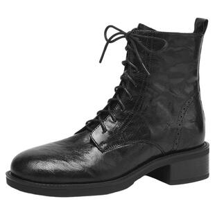 星期六黑色短靴女款2025新款秋季瘦瘦靴厚底短筒靴西部牛仔马丁靴