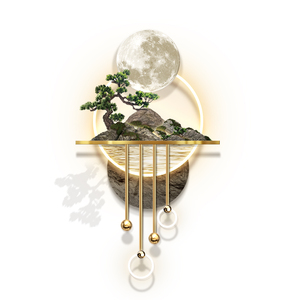 3d立体玄关装饰画过道走廊轻奢高档led发光壁灯画新中式山水挂画