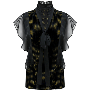 [断码清仓]COCOBELLA蝴蝶结飘带风琴领衬衫荷叶边气质上衣SR17