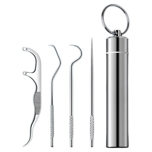 不锈钢牙签家用随身剔牙神器便携式抠牙超细塞牙金属掏牙工具